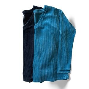 J. Jill Velour Ribbed V-Neck Tops Bundle Black & Teal Size Small